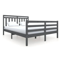 Rám postele šedý masivní dřevo 160 × 200 cm, 3100666