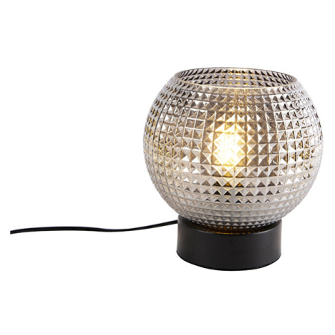Art deco stolní lampa černá s kouřovým sklem - Sphere QAZQA