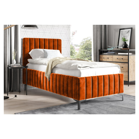 Eka Čalouněná postel INTIMA+ 90x200 cm Barva látky Trinity: (2317) Oranžová, Úložný prostor: S d