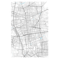 Mapa Lodz white, (26.7 x 40 cm)