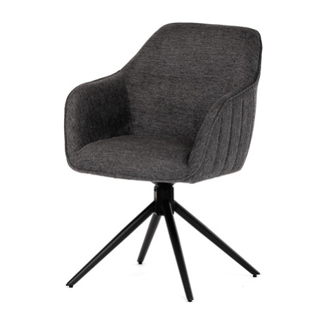 Židle jídelní a konferenční, tmavě šedá látka, černé kovové nohy, otočná P90°+ L 90° s vratným m Autronic