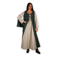 Středověké šaty Judit - krémovo-zelené, velikost S