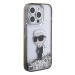 Karl Lagerfeld hard silikonový obal iPhone 15 PRO 6.1" Transparentní Liquid Glitter Iconik