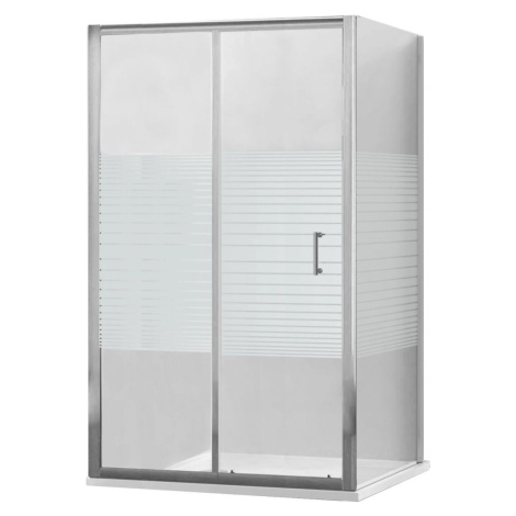 MEXEN/S Apia sprchový kout posuvný 100x80, sklo transparent/pruhy, chrom + vanička 840-100-080-0