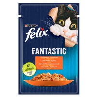 Výhodné balení Felix Fantastic Pouches 52 kapsiček (52 x 85 g) - kuřecí a rajčata