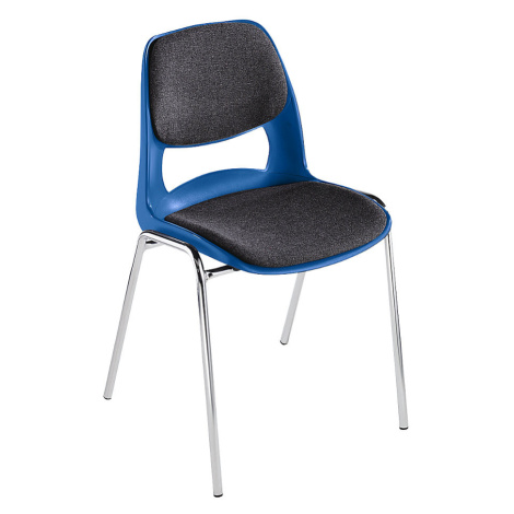 Skořepinová židle z polypropylenu, se šedým čalouněním, modrá, bal.j. 2 ks