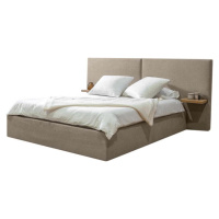 Béžová čalouněná dvoulůžková postel s úložným prostorem s roštem 160x200 cm Blandine – Bobochic 