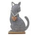 Dekorace kočka na podstavci filc šedá 29cm