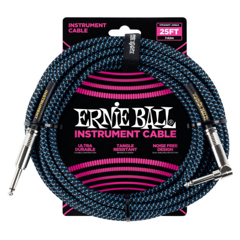Ernie Ball 25' Braided Cable Black/Blue
