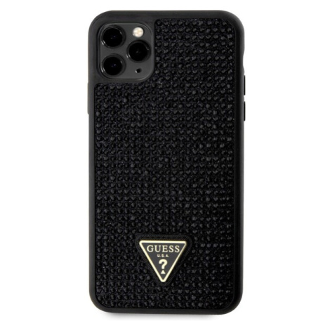 Guess Rhinestones Triangle Metal Logo kryt pro iPhone 11 Pro Max černý