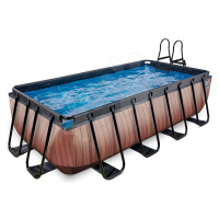 Bazén s pískovou filtrací Wood pool Exit Toys ocelová konstrukce 400*200*100 cm hnědý od 6 let