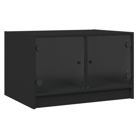 vidaXL Konferenční stolek se skleněnými dvířky černý 68x50x42 cm