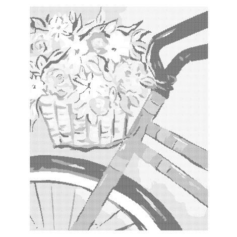 Tečkování - KOLO S KOŠÍKEM KVĚTIN Rozměr: 80x100 cm, Rámování: vypnuté plátno na rám