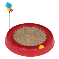Catit Play-N-Scratch – 3 in 1 hračka pro kočky se škrabadlem - Ø cca 36 cm x V 25 cm (červená)