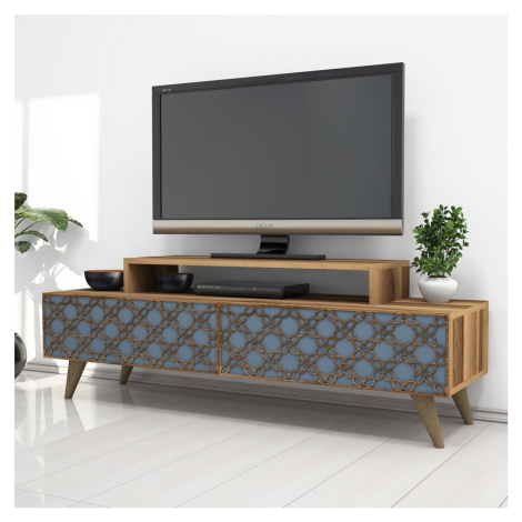 Kalune Design TV stolek CITY 140 cm ořech/modrý