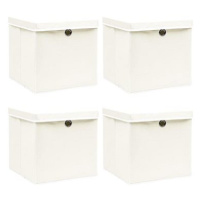 Shumee Úložné boxy s víky 4 ks 32 × 32 × 32 cm textil, bílé