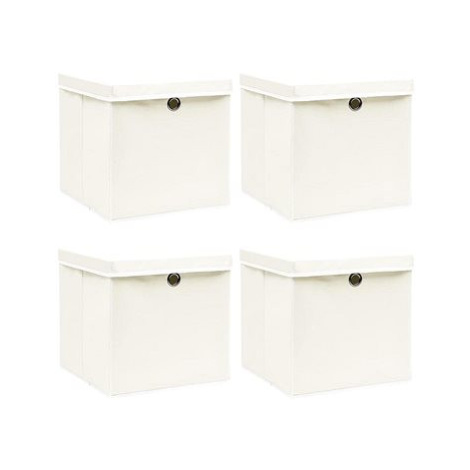 Shumee Úložné boxy s víky 4 ks 32 × 32 × 32 cm textil, bílé