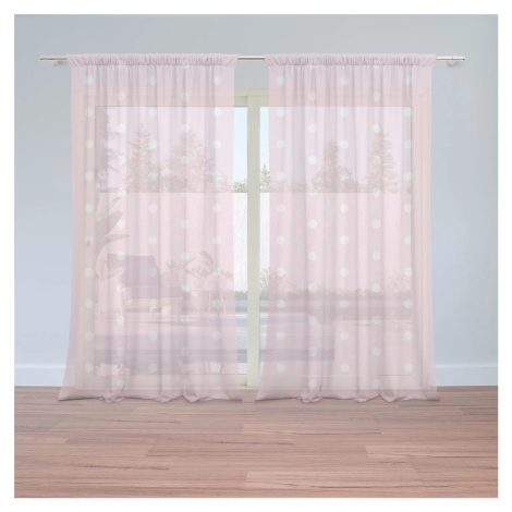 Záclony Bílé puntíky na růžové: 2ks 150x250cm