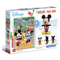 Clementoni 20157 - Puzzle Supercolors 104 + 3D model Mickey Mous