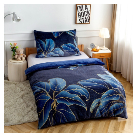 Mikroplyšové povlečení Premium 140x200+70x90 Dotek přírody modrý