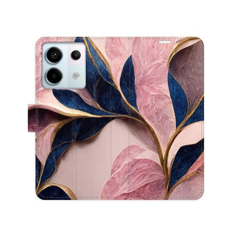 iSaprio flip pouzdro Pink Leaves pro Xiaomi Redmi Note 13 Pro+ 5G