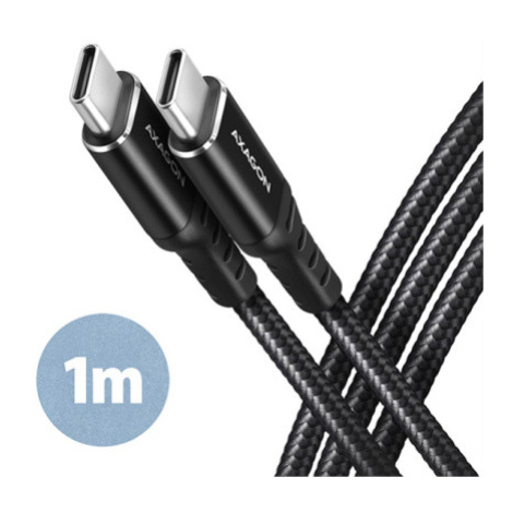 AXAGON BUCM-CM10AB, HQ kabel USB-C <-> USB-C, 1m, USB 2.0, PD 60W 3A, ALU, oplet, černý, BUCM-CM