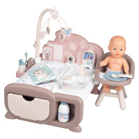 Domeček pro panenku Cocoon Nursery Natur D'Amour Baby Nurse Smoby denní a noční zóna s elektroni