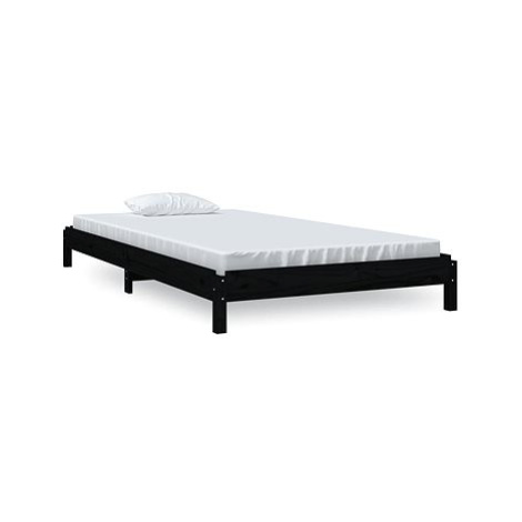 Stohovatelná postel černá 90 × 200 cm masivní borovice, 820396 SHUMEE