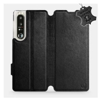 Kožené flip pouzdro na mobil Sony Xperia 1 III - Černé - Black Leather