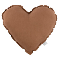 Cotton & Sweets Lněný polštář srdce čokoládová 44cm