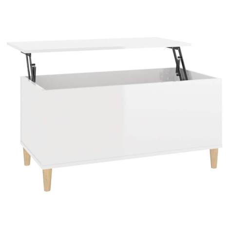 vidaXL Konferenční stolek lesklý bílý 90x44,5x45 cm kompozitní dřevo