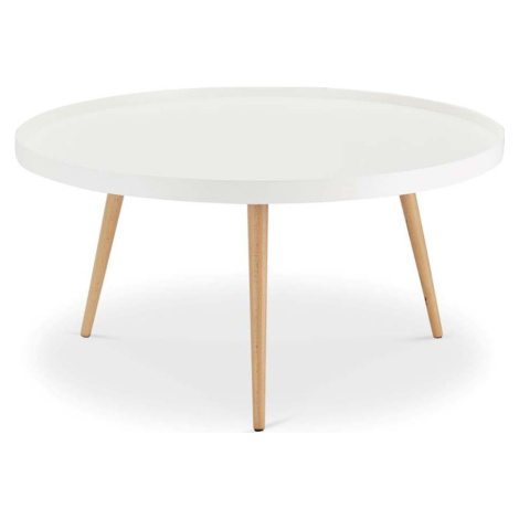 Bílý konferenční stolek s nohami z bukového dřeva Furnhouse Opus, Ø 90 cm