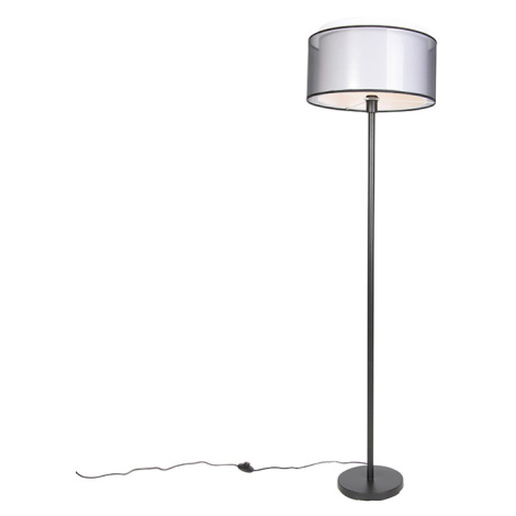 Designová stojací lampa černá s černo-bílým odstínem 47 cm - Simplo QAZQA