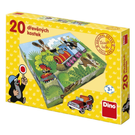 Dino - Dřevěné kostky Krtek a dopravní prostředky 20 kostek - 5132-642102