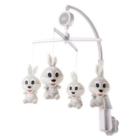4 BABY Plyšový kolotoč nad postýlku Rabbit - šedo/bílý 4Baby