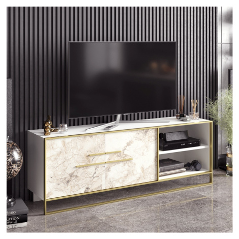 Televizní stolek POLKA zlatý, bílý Asir