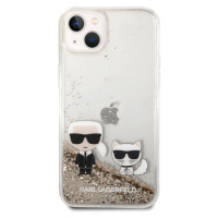 Kryt pro iPhone 14 Plus Karl Lagerfeld Liquid Glitter Karl and Choupette - zlatý