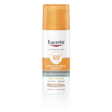 Eucerin Oil Control Ochranný krémový gel na opalování na obličej SPF 50+ středně tmavý 50 ml