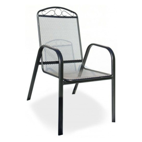 Zahradní kovové křeslo na terasu, černé, stohovatelné Rojaplast