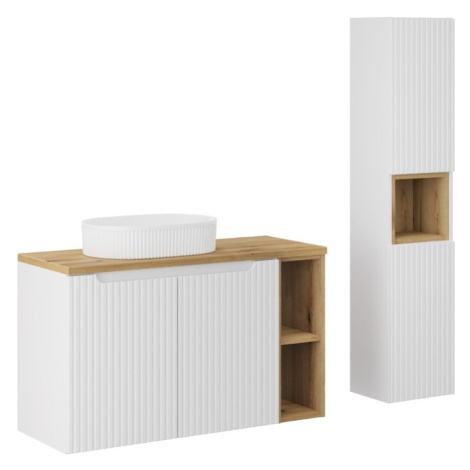 Comad Koupelnová sestava Nova White 100 cm se skříňkami a umyvadlem bílá/dub evoke