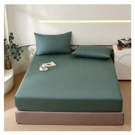 Bavlněné prostěradlo s gumou - tmavě zelené Šírka: 200 cm | Dĺžka: 220 cm