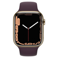 Apple Watch Series 7 Cellular, 45mm, Gold, Stainless Steel, Dark Cherry Sport Band - MKJX3HC/A