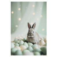 Fotografie Bunny and Pastel Eggs, Treechild, 26.7 × 40 cm