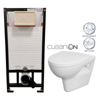 DEANTE Podomítkový rám, pro závěsné WC mísy bez tlačítka + WC CERSANIT CLEANON PARVA + SEDÁTKO C