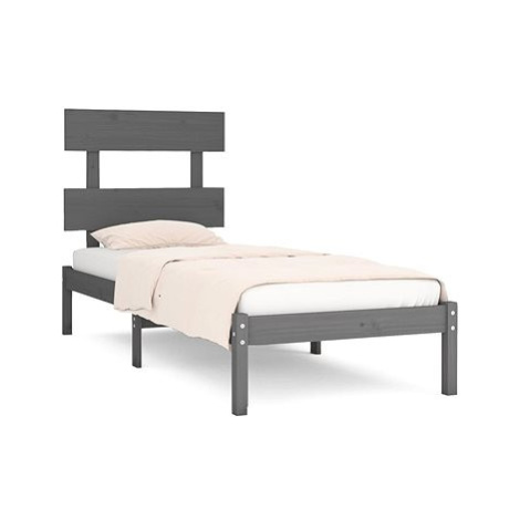 Rám postele šedý masivní dřevo 100 × 200 cm, 3104665 SHUMEE