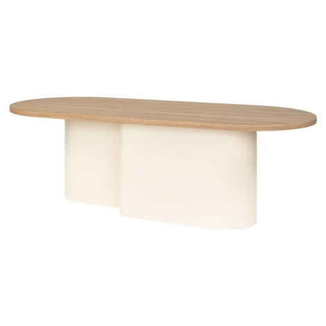 Béžový konferenční stolek s deskou v dubovém dekoru 50x115 cm Looi – noo.ma