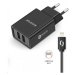 Aligator síťová nabíječka, 2x USB, kabel Lightning 2A, smart IC, 2, 4 A, černá