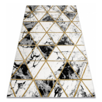 Koberec EMERALD exkluzivní 1020 glamour, styl marmur, trojúhelníky černý/zlatý