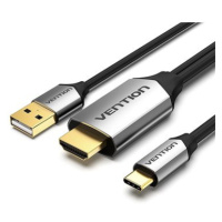 Vention Type-C (USB-C) to HDMI Cable with USB Power Supply 1m Black Metal Type