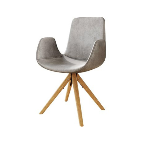 DELIFE Jídelní židle Ilia-Flex dřevěná podnož samet šedý
